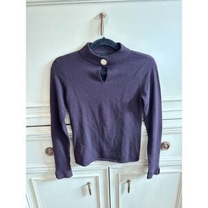 David Meister Plum Purple Cashmere Sweater XS front Peep Hole Soft Fitted